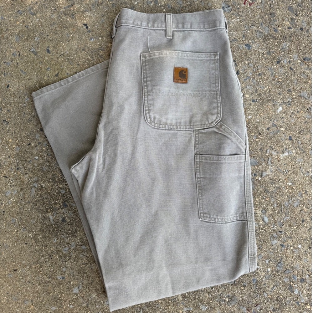 Carhartt Mens Gray Duck Canvas Dungaree Fit Work Pants B11 DES 38x30 Utility